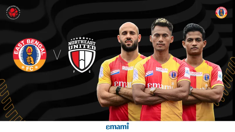 Cầu thủ East Bengal tấn công mạnh mẽ trước hàng phòng ngự của NorthEast United Cầu thủ East Bengal tấn công mạnh mẽ trước hàng phòng ngự của NorthEast United